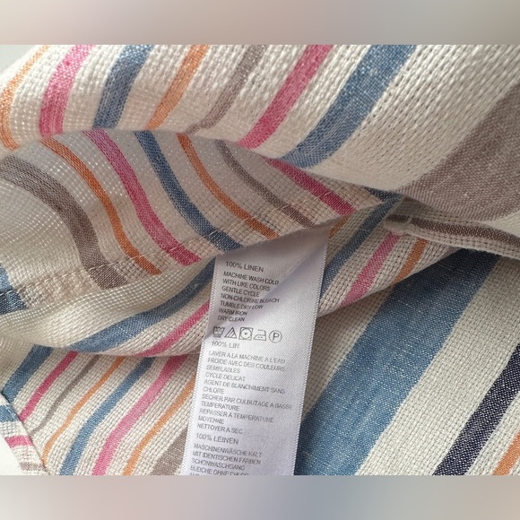 Tommy Bahama Striped 100% Linen Long Sleeve Textured Button Up Shirt Men’s XXL - Picture 8 of 8